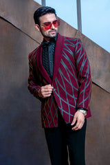 Maroon and Black Imported Tuxedo Suit