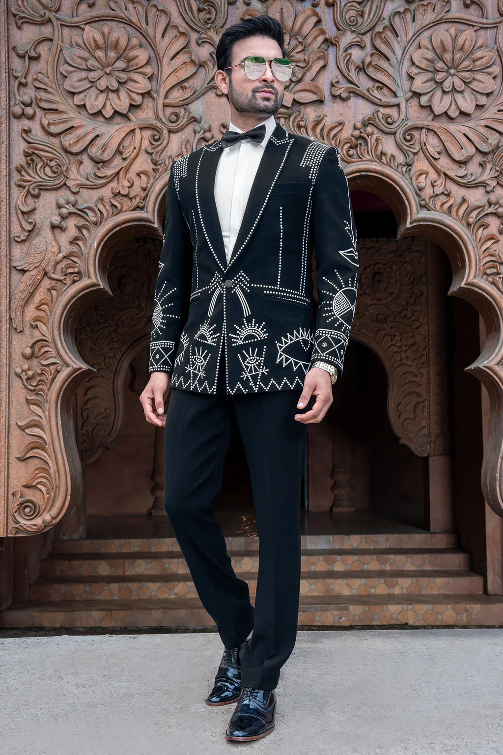 Black Imported Tuxedo Suit with Bow Tie