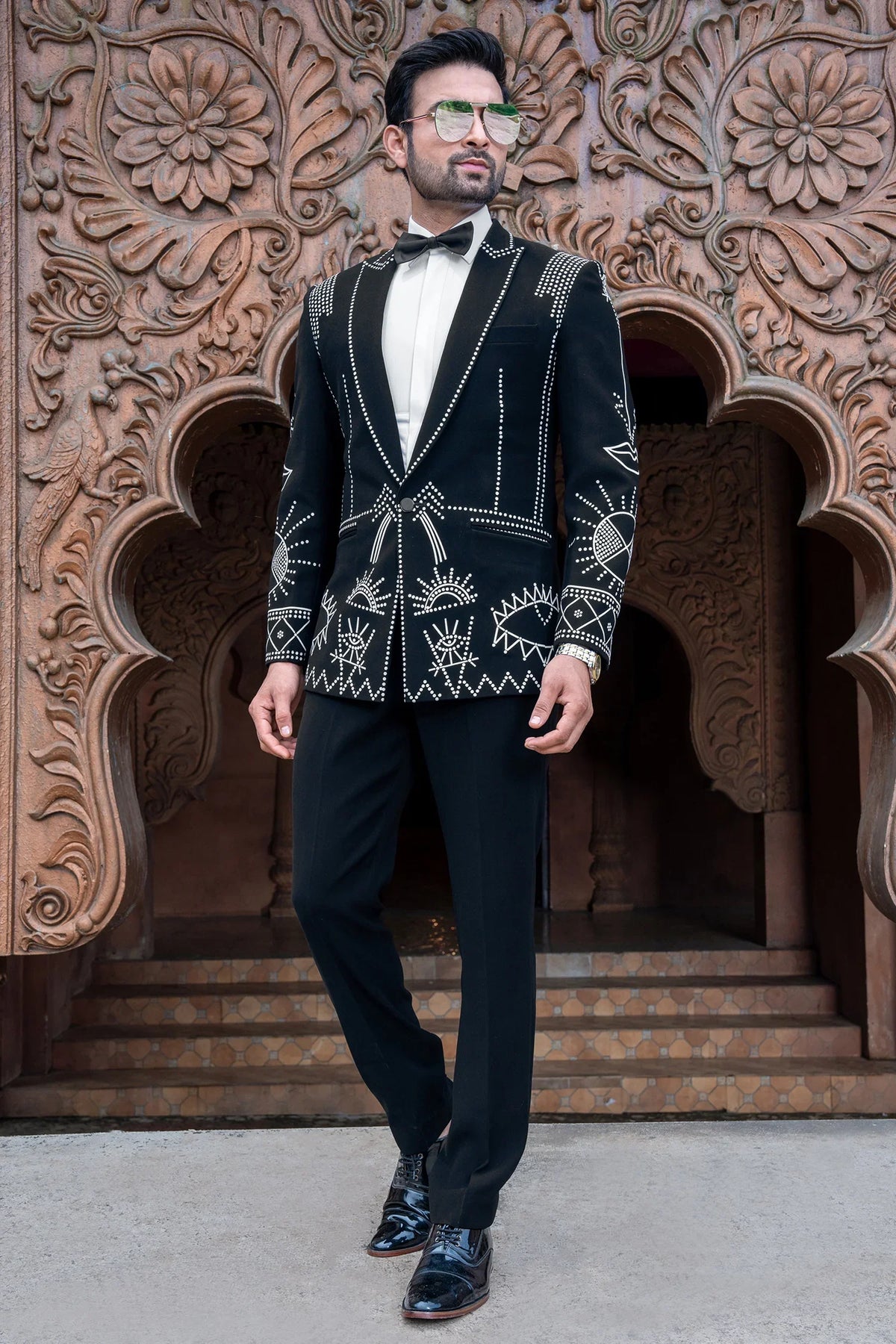 Black Imported Tuxedo Suit with Bow Tie