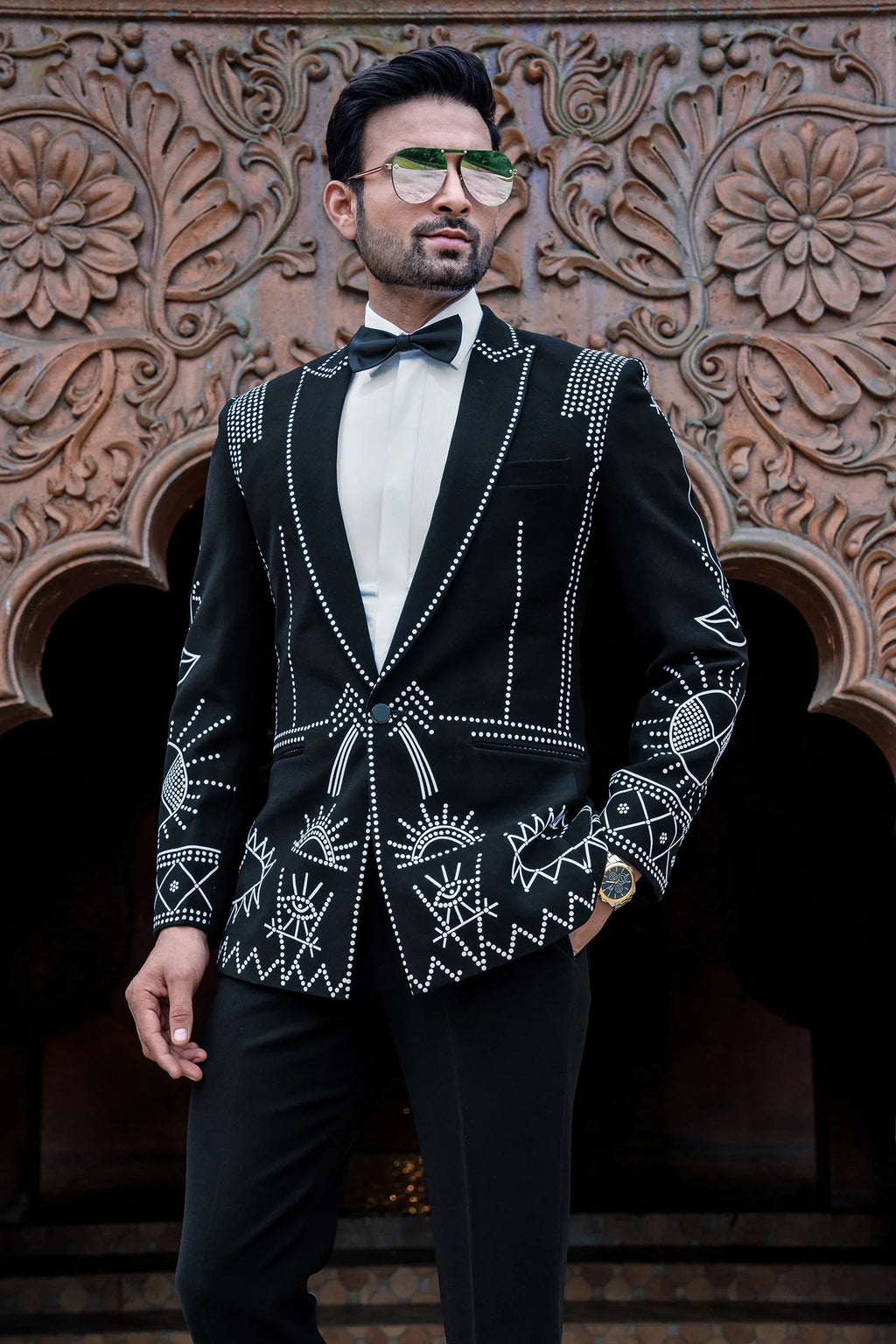 Black Imported Tuxedo Suit with Bow Tie