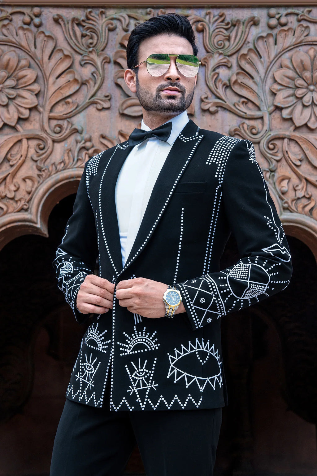 Black Imported Tuxedo Suit with Bow Tie