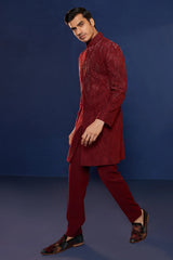 Maroon Imported Embroidered Jodhpuri Set