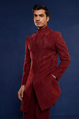 Maroon Imported Embroidered Jodhpuri Set