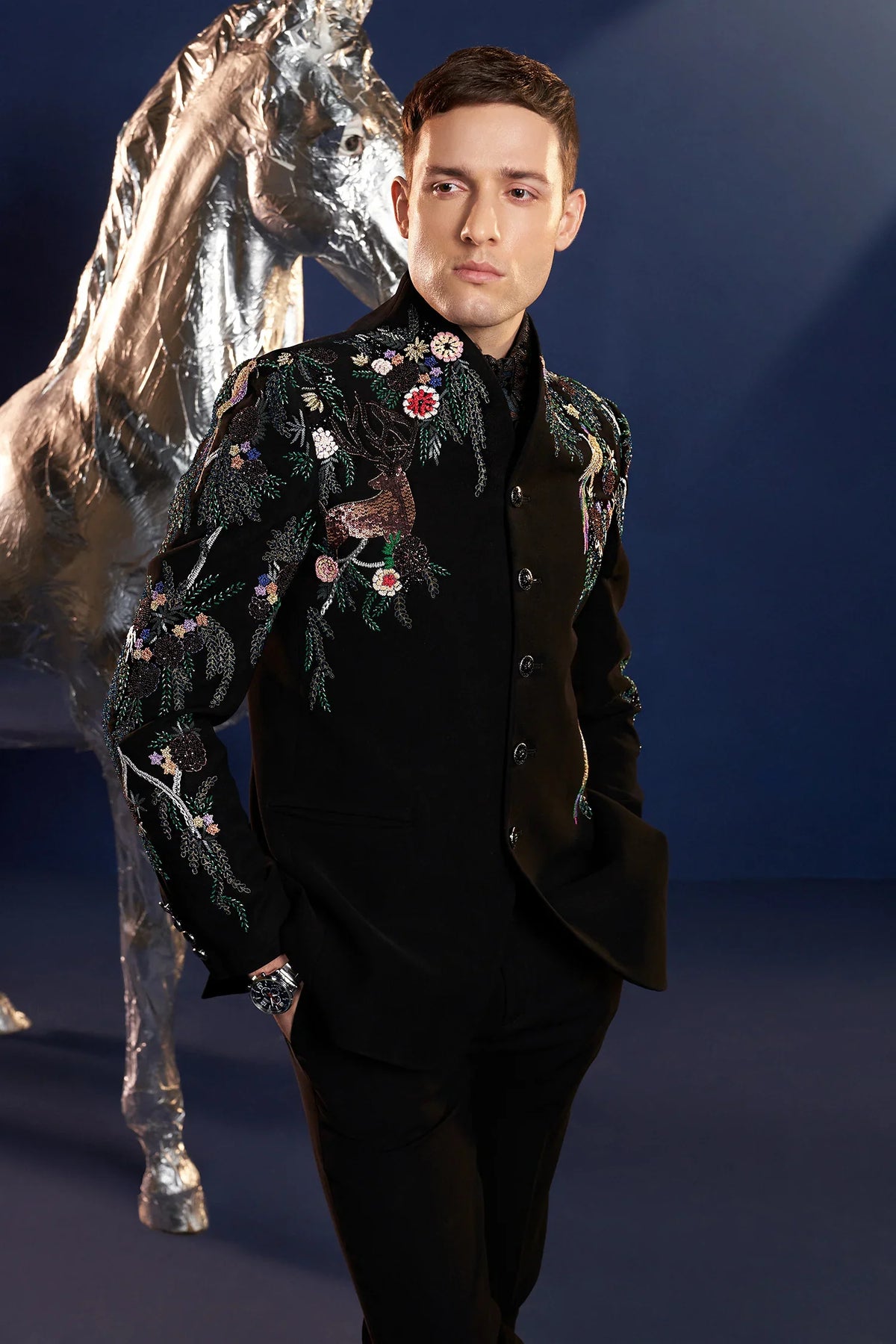 Imported Black Handworked Suit