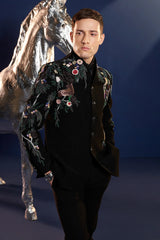 Imported Black Handworked Suit