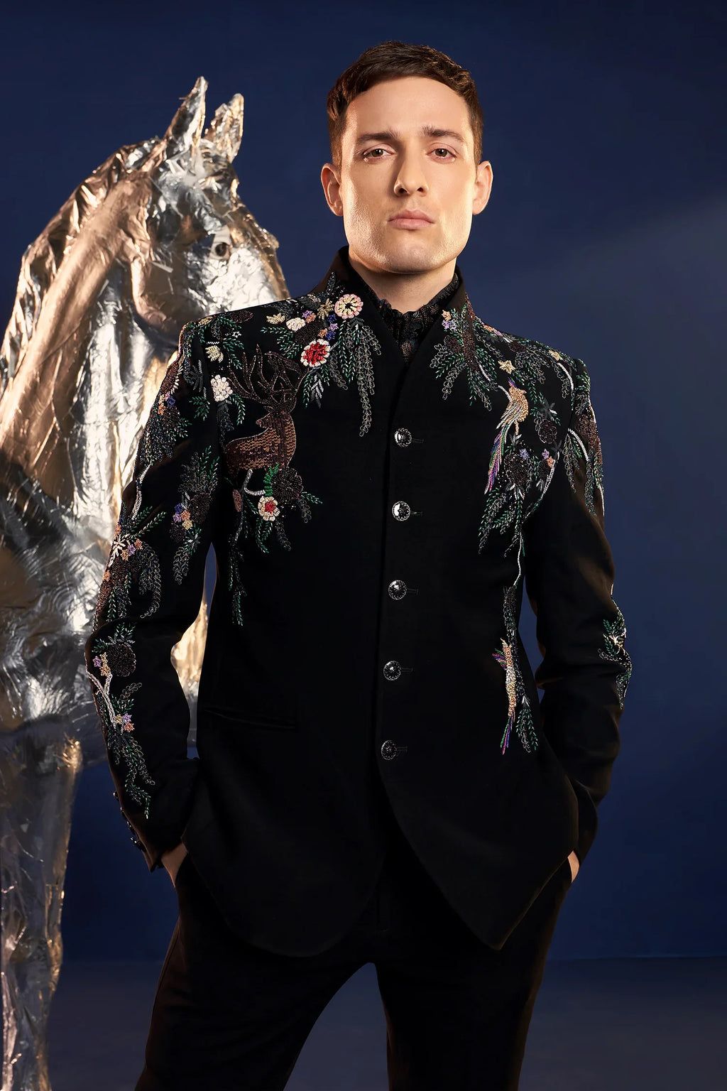 Imported Black Handworked Suit