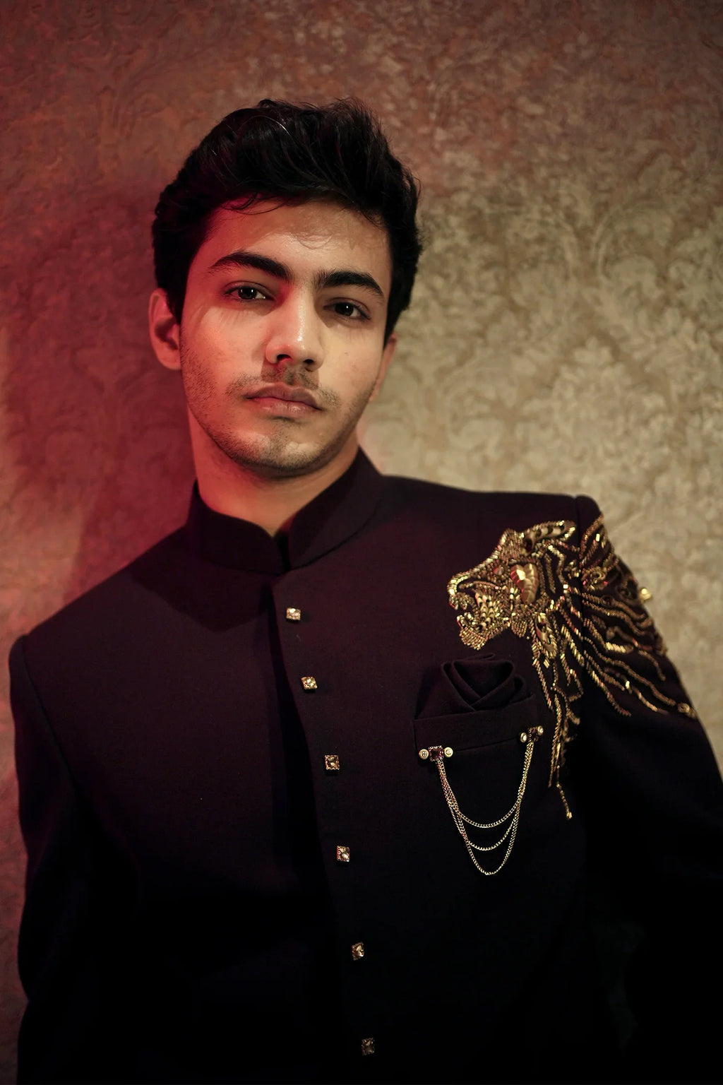 Wine Purple Cutdana and Sequins Worked Jodhpuri Suit