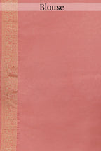 Flamingo Pink Woven Butti Saree in Muga Silk with Elephant and Peacock Motifs