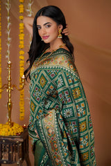 Green Traditional Patola Woven Saree in Silk