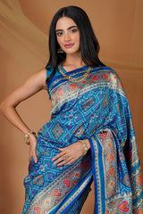 Sky Blue Traditional Patola Woven Saree in Silk