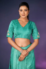Sea Green Tissue Silk Saree with Sequin Border