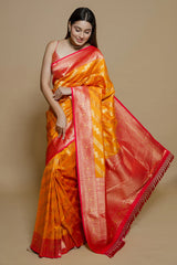 Orange Art Silk Woven Saree