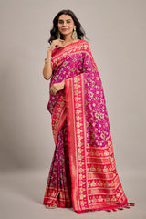 Purple Art Silk Traditional Woven Patola Saree