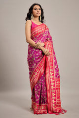 Purple Art Silk Traditional Woven Patola Saree